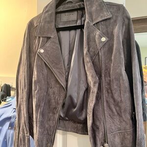 BLANKNYC grey suede moto jacket